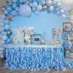 Blue 6Ft Tutu Table Skirt For Parties With Double Layer Of Satin And Sequin Willows For Party Decorations, Baby Shower, Gender Reveal Party, Birthday Party, Dessert Table Or Frozen Party 11 Blue 6Ft Tutu Table Skirt For Parties With Double Layer Of Satin And Sequin Willows For Party Decorations, Baby Shower, Gender Reveal Party, Birthday Party, Dessert Table Or Frozen Party -Wilton Shop 61nNuYxW3aL