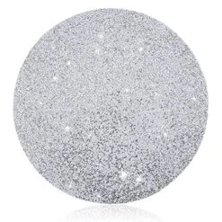 1Pcs Silver Sparkle Crushed Rhinestone Placemat Round Glam Decorative Table Mats For Dinning Table Wedding Banquets (14 Inch)