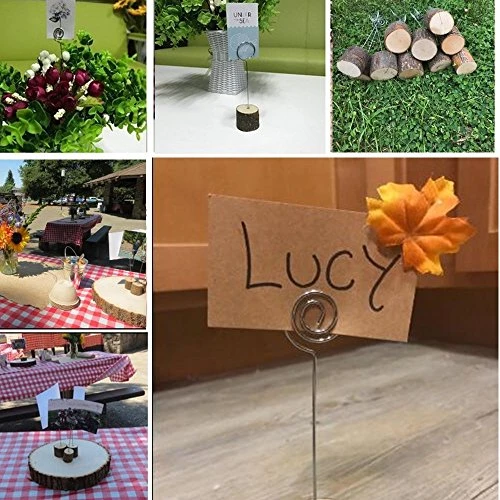 Rustic Real Wood Base Wedding Table Name Number Holder Party Decoration Card Holders Picture Memo Note Photo Clip Holder (10pcs Table Numbers) 4 Rustic Real Wood Base Wedding Table Name Number Holder Party Decoration Card Holders Picture Memo Note Photo Clip Holder (10pcs Table Numbers) - Image 2