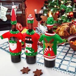 6 Sets Christmas Wine Bottle Sweater Cover Knit Dress Santa Reindeer Snowman Wine Bottle Cover For Christmas Party Decorations (Color 1) -Wilton Shop 61qnRrredCL