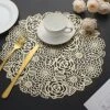 Placemats Set Of 6, Round Placemats For Dining Table Metallic Pressed Vinyl Table Mats Hollow Out Blooming Rose Place Mats For Banquet Wedding Accent Centerpiece (Gold) -Wilton Shop 61rFboKbOwS