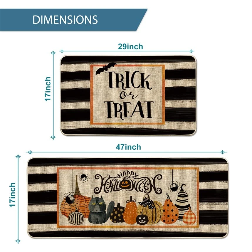 Artoid Mode Trick Or Treat Happy Halloween Decorative Kitchen Mats Set Of 2, Spooky Boo Holiday Party Low-Profile Floor Mat For Home Kitchen - 17x29 And 17x47 Inch 5 Artoid Mode Trick Or Treat Happy Halloween Decorative Kitchen Mats Set Of 2, Spooky Boo Holiday Party Low-Profile Floor Mat For Home Kitchen - 17x29 And 17x47 Inch - Image 3
