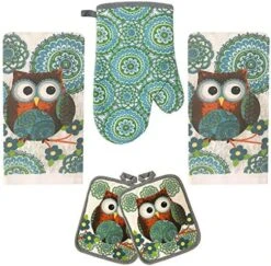 Golden Sunflower Kitchen Towel 5 Piece Linen Set 2 Towels 2 Pot Holders 1 Oven Mitt -Wilton Shop 61s2mfaFRhL. AC