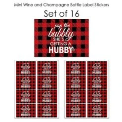Big Dot Of Happiness Flannel Fling Before The Ring - Mini Wine And Champagne Bottle Label Stickers - Buffalo Plaid Bachelorette Party Favor Gift For Women And Men - Set Of 16 -Wilton Shop 61s3ZS9ycJL