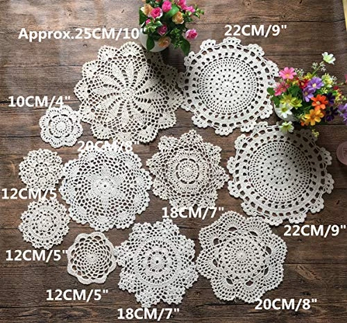 Set Of 11 Hand Crochet Doilies Lace Cotton Coasters Handmade Placemats 4-10 Inches Round White 4 Set Of 11 Hand Crochet Doilies Lace Cotton Coasters Handmade Placemats 4-10 Inches Round White - Image 2