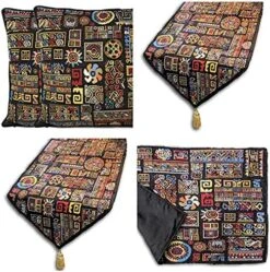 Rk Botanical Fleur Dining Table Tapestry Bundle - Set Of 8 Pieces Mughal Floral Ornate Colorful Black Cotton Linen Decor - 4 Placemats, 2 Table Runners, 2 Throw Pillow Covers (18197) 24 Rk Botanical Fleur Dining Table Tapestry Bundle - Set Of 8 Pieces Mughal Floral Ornate Colorful Black Cotton Linen Decor - 4 Placemats, 2 Table Runners, 2 Throw Pillow Covers (18197) -Wilton Shop 61tmyDUv4vL. AC