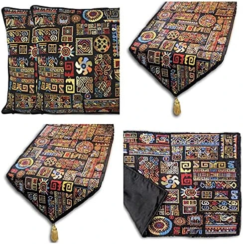 Rk Botanical Fleur Dining Table Tapestry Bundle - Set Of 8 Pieces Mughal Floral Ornate Colorful Black Cotton Linen Decor - 4 Placemats, 2 Table Runners, 2 Throw Pillow Covers (18197) 13 Rk Botanical Fleur Dining Table Tapestry Bundle - Set Of 8 Pieces Mughal Floral Ornate Colorful Black Cotton Linen Decor - 4 Placemats, 2 Table Runners, 2 Throw Pillow Covers (18197) - Image 11