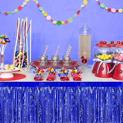 6 Pack 29x108 Inch Blue Metallic Foil Fringe Table Skirts Banner For Tinsel Streamer Garland Curtains Backdrop For Parade Floats Wedding Baby Shower Birthday Christmas Halloween Party Decoration 7 6 Pack 29x108 Inch Blue Metallic Foil Fringe Table Skirts Banner For Tinsel Streamer Garland Curtains Backdrop For Parade Floats Wedding Baby Shower Birthday Christmas Halloween Party Decoration - Image 5