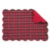 Set Of 4 Pcs, 13x19 Inches Quilted Scallop Placemats, Red Plaid, Christmas