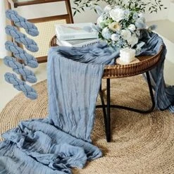 Sage Green Cheesecloth Table Runner, Aorruio 5 Packs 13ft Boho Gauze Cheese Cloth Table Runner, 35x157 Inches Sheer Wedding Birthday Party Table Runner For Boho Baby Bridal Shower Backdrop Decorations -Wilton Shop 61vlJinyg2L. AC