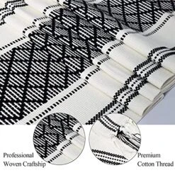 Boho Woven Table Runner 14 X 72 Inches Black And White Rustic Table Runners Modern Farmhouse Style Vintage Rustic Table Runner With Tassels For Dresser Bridal Shower Home Dining Table Decor -Wilton Shop 61xiOEwty5L