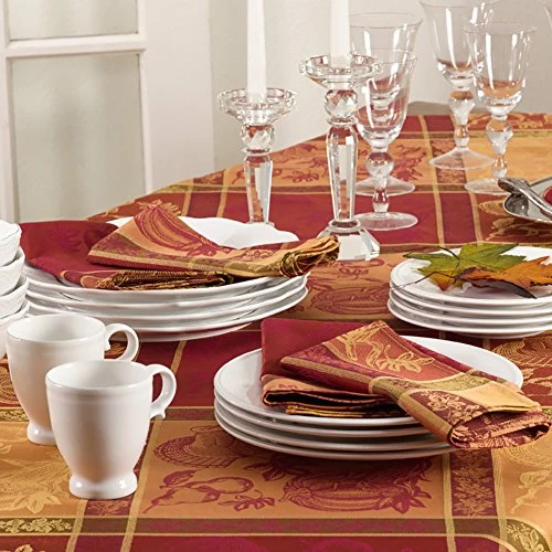 Ge Fall Colors Thanksgiving Holiday Jacquard Design Dinner Tablecloth, 72" Square 3 Ge Fall Colors Thanksgiving Holiday Jacquard Design Dinner Tablecloth, 72" Square