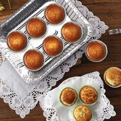 50pcs Disposable Round Aluminum Foil Trays Containers Cake Cup 80x80x35mm For Kitchen Baking BBQ(Barbecues) Make Cake Desserts Make Food For Kids Heat Food At Family Dinner Friends Party Wedding -Wilton Shop 61yrtIgWddL