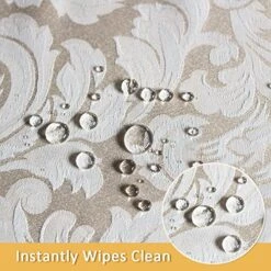Scroll Damask Jacquard Tablecloth Polyester Fabric Water Resistant Spillproof Table Cover For Kitchen Dinning Wedding Banquet Party Tabletop Use (Rectangle/Oblong, 60 X 84 Inch, Beige) -Wilton Shop 61zLSjfSsZL