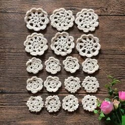 Super Mini Doilies 1-2 Inches White Beige Cotton Small Hand Crochet Petals Lace Doilies For Crafts,Set Of 18 (beige, 1-2 Inch)