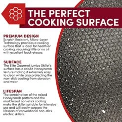 -6203# Extra Deep 16"x13"x3.2" (10.5Qt.) Scratch Resistant, Easy Pour Spout Dishwasher Safe, Non-stick Electric Skillet With Glass Vented Lid, Adjustable Temperature, Black -Wilton Shop 61zqH4h0ZLL