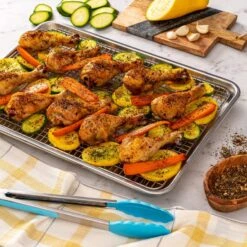 Oven-Safe Baking Pan With Cooling Rack Set - Quarter Sheet Pan Size - Includes Premium Aluminum Baking Sheet And 100% Stainless Steel Baking Rack For Oven - Durable, Easy Clean, Commercial Quality -Wilton Shop 71DVE5nuzeL