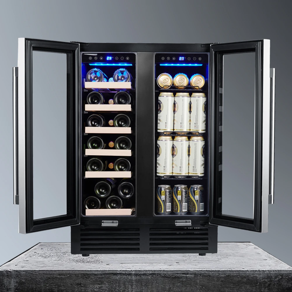 Wine And Beverage Refrigerator 24 IN Built-in Mini Fridge Dual Zone Wine Cooler Freestanding Wine Cellar With Double Layer Reversible Glass Door 4 Wine And Beverage Refrigerator 24 IN Built-in Mini Fridge Dual Zone Wine Cooler Freestanding Wine Cellar With Double Layer Reversible Glass Door - Image 2